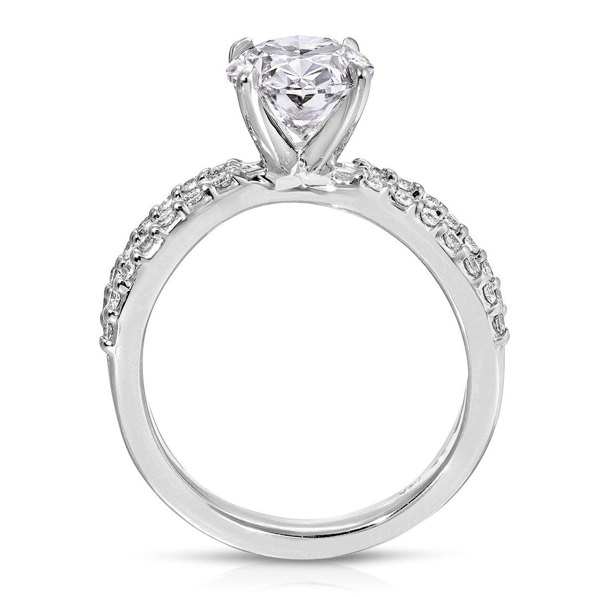 Reverse Shank Solitaire Oval Engagement Ring in White Gold