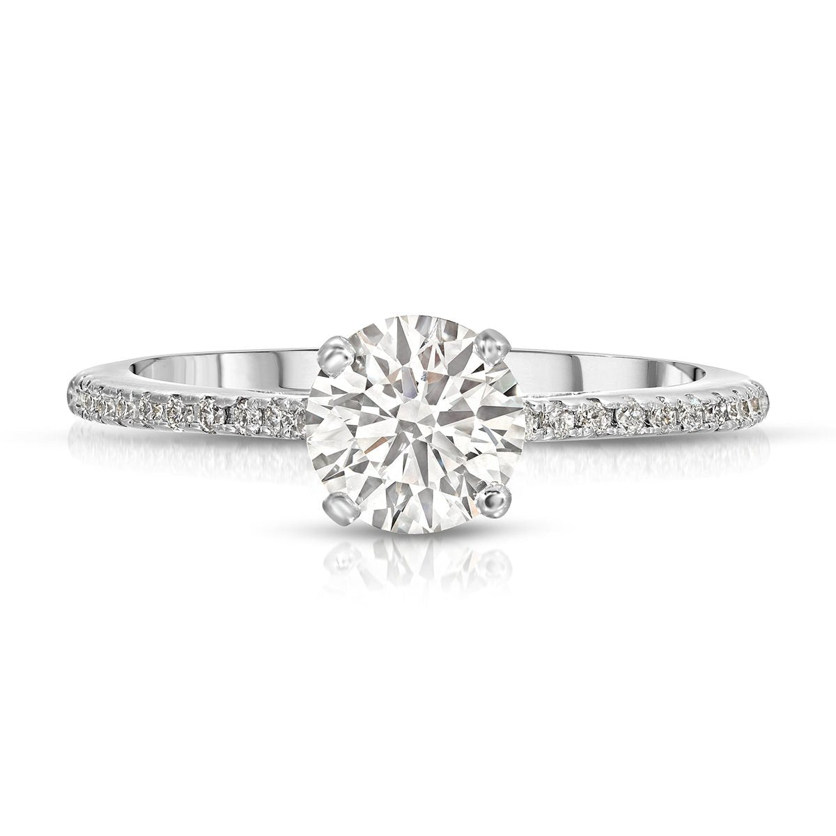 Roma solitaire 1.05 ct Round Engagement Ring in White Gold - The Better Diamonds