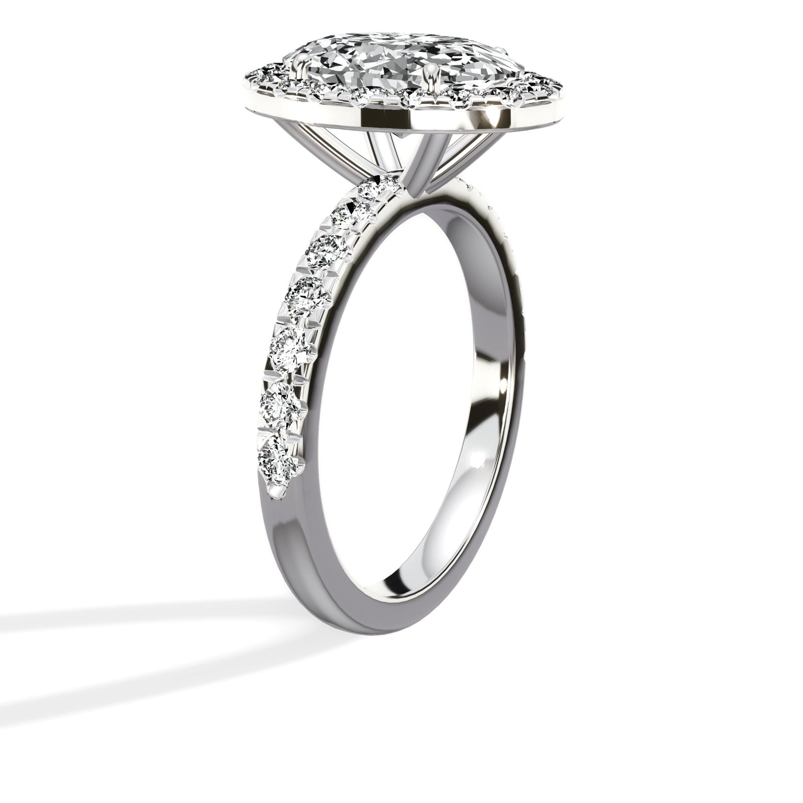 Romantic Halo 2.03 ct Oval Engagement Ring in White Gold - The Better Diamonds