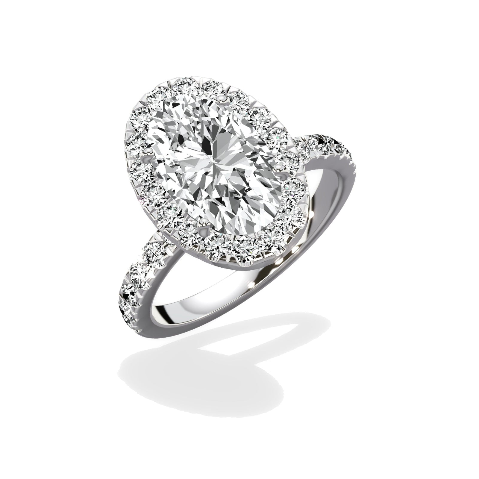 Romantic Halo 2.03 ct Oval Engagement Ring in White Gold - The Better Diamonds