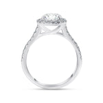 Classic Halo Cathedral Oval Engagement Ring in White Gold