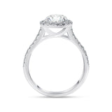 Classic Halo Cathedral Oval Engagement Ring in White Gold