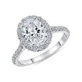 Classic Halo Cathedral Oval Engagement Ring in White Gold