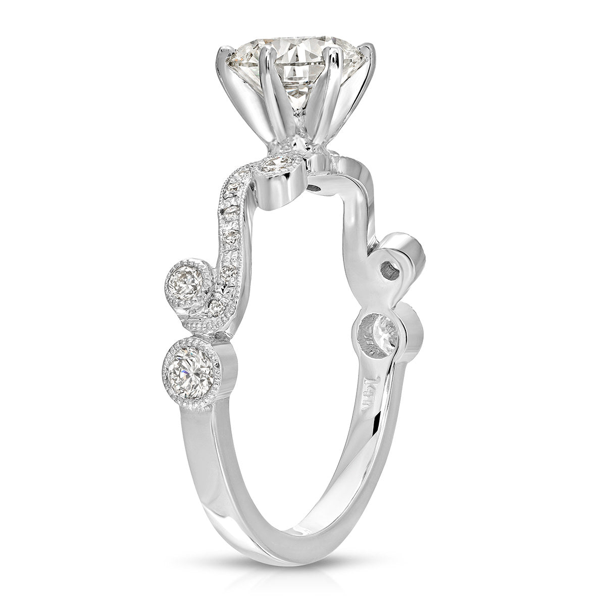 Iris Solitaire Round Engagement Ring in White Gold