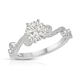 Iris Solitaire Round Engagement Ring in White Gold