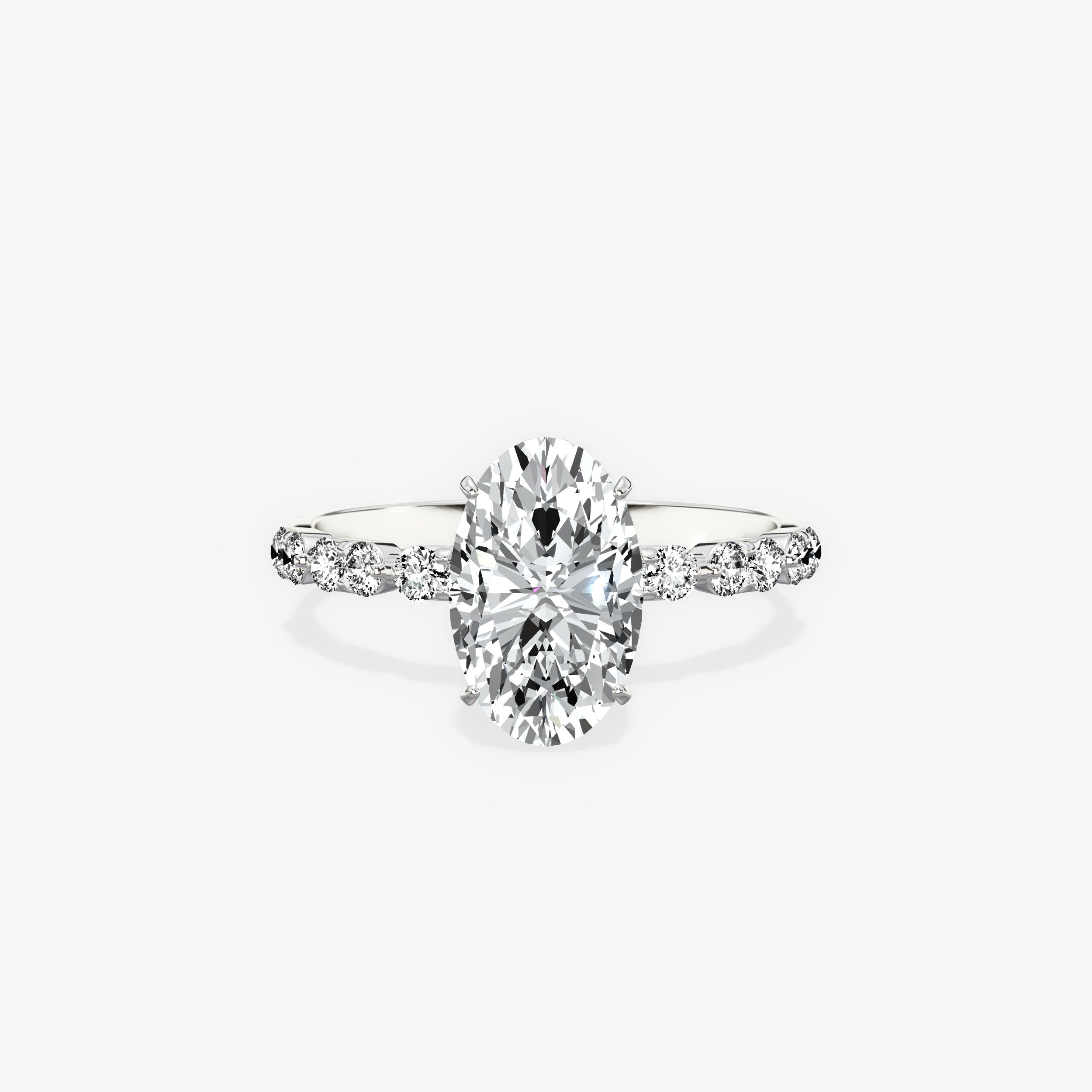 Everlasting Solitaire Oval Engagement Ring in White Gold