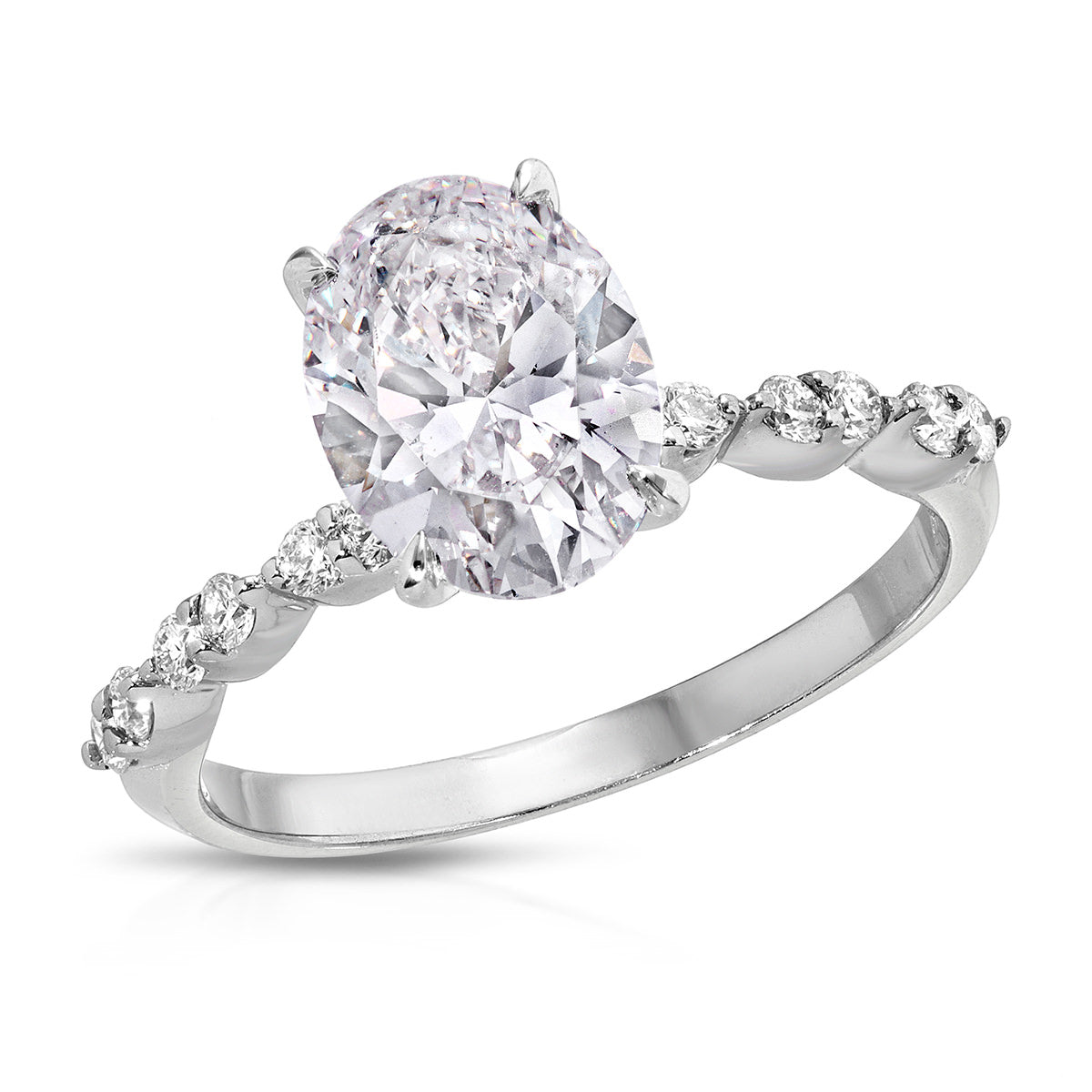 Everlasting Solitaire Oval Engagement Ring in White Gold