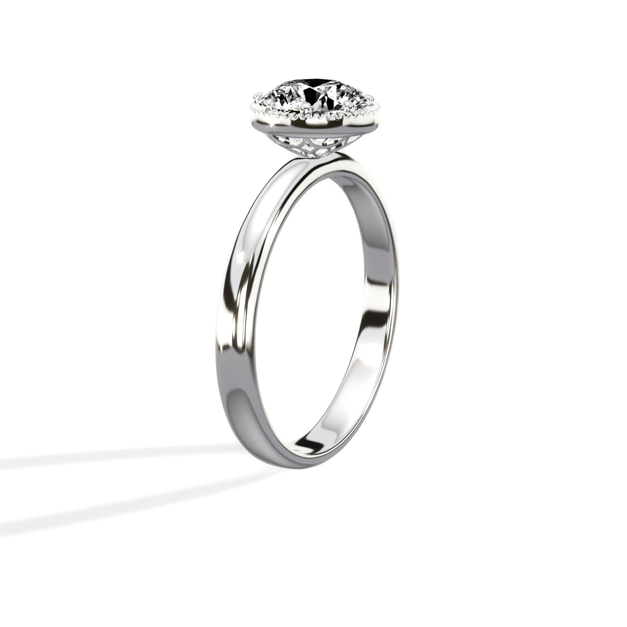 Romantic Solitaire 1.02 ct Round Engagement Ring in White Gold - The Better Diamonds