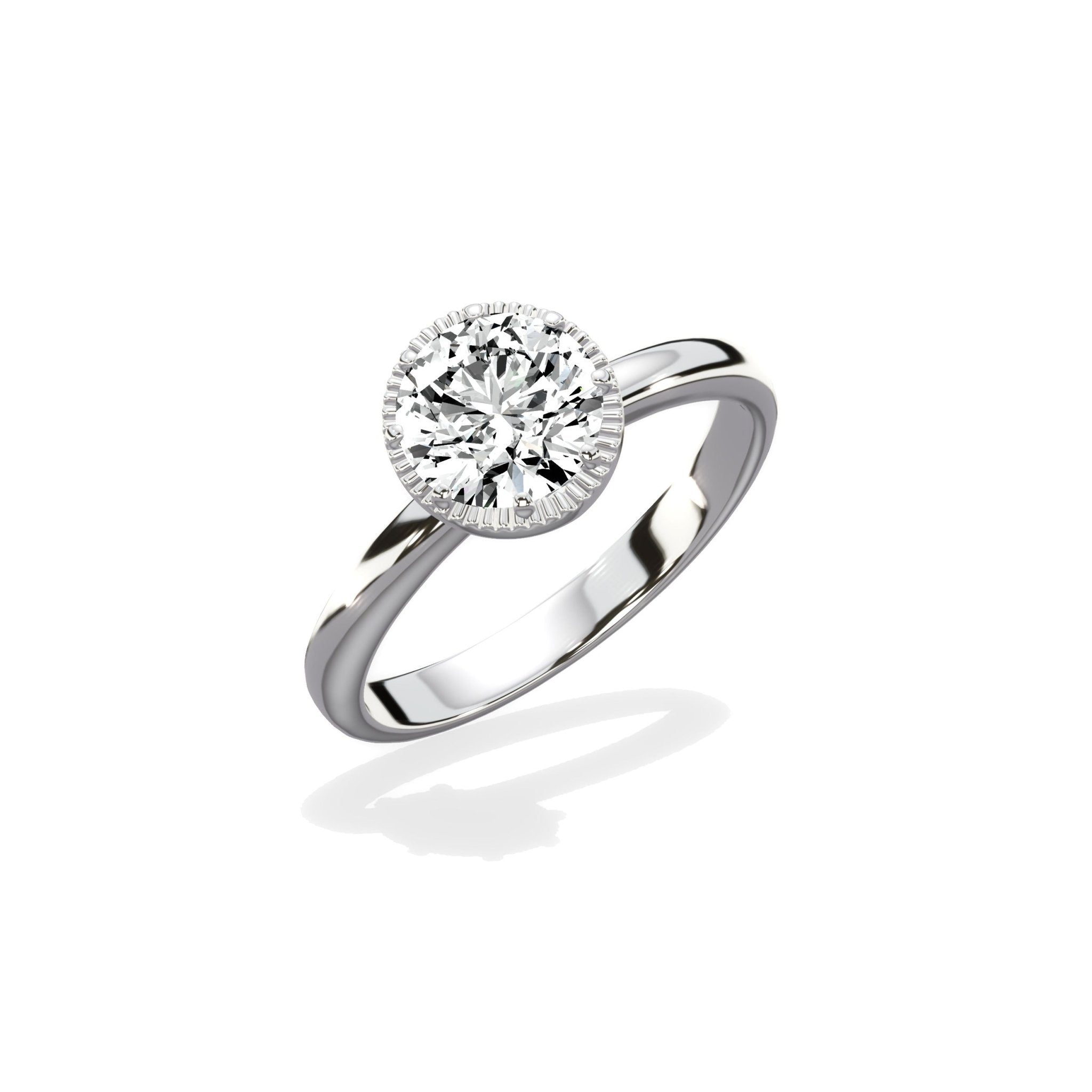 Romantic Solitaire 1.02 ct Round Engagement Ring in White Gold - The Better Diamonds