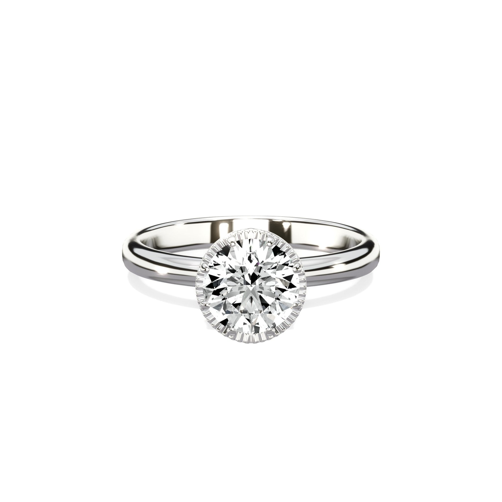 Romantic Solitaire 1.02 ct Round Engagement Ring in White Gold - The Better Diamonds