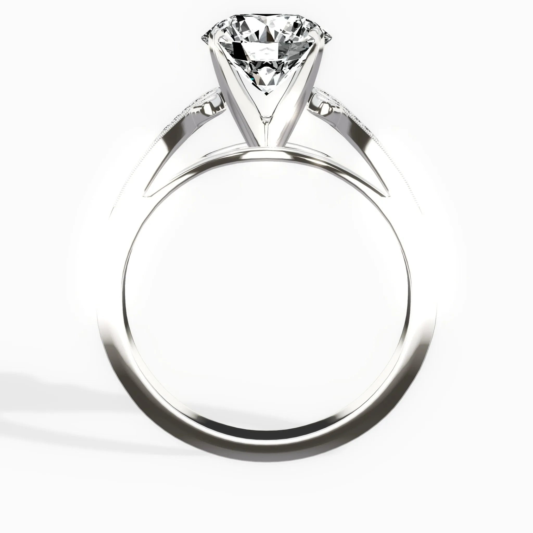Romantic Vintage Style 1.54 ct Round Engagement Ring in White Gold - The Better Diamonds