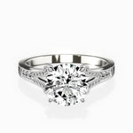 Romantic Vintage Style 1.54 ct Round Engagement Ring in White Gold - The Better Diamonds