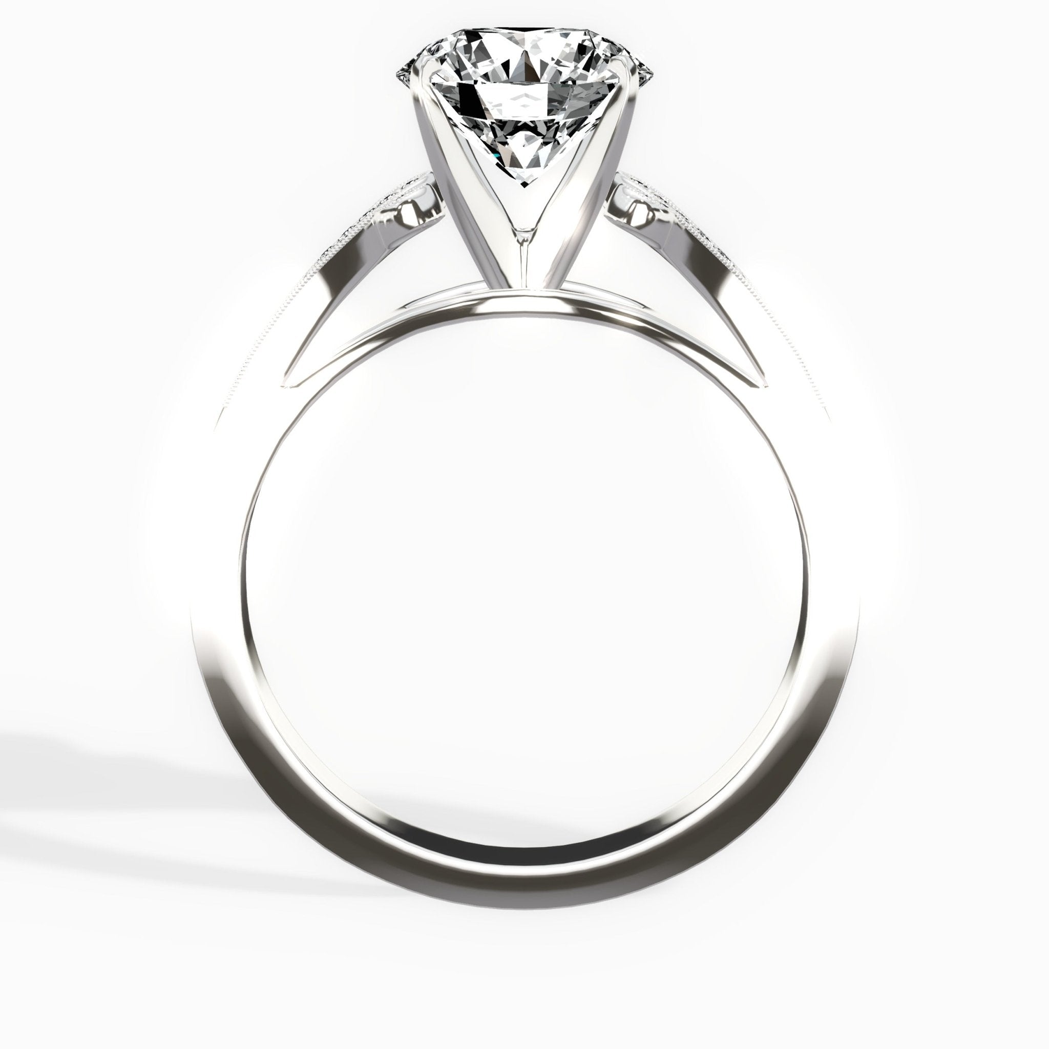 Romantic Vintage Style 1.54 ct Round Engagement Ring in White Gold - The Better Diamonds