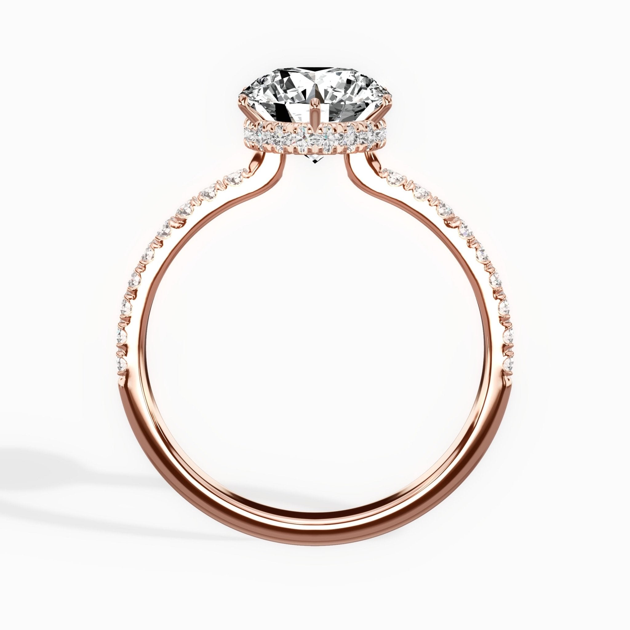 Rose Hidden Halo 1.80 ct Round Engagement Ring in Rose Gold - The Better Diamonds