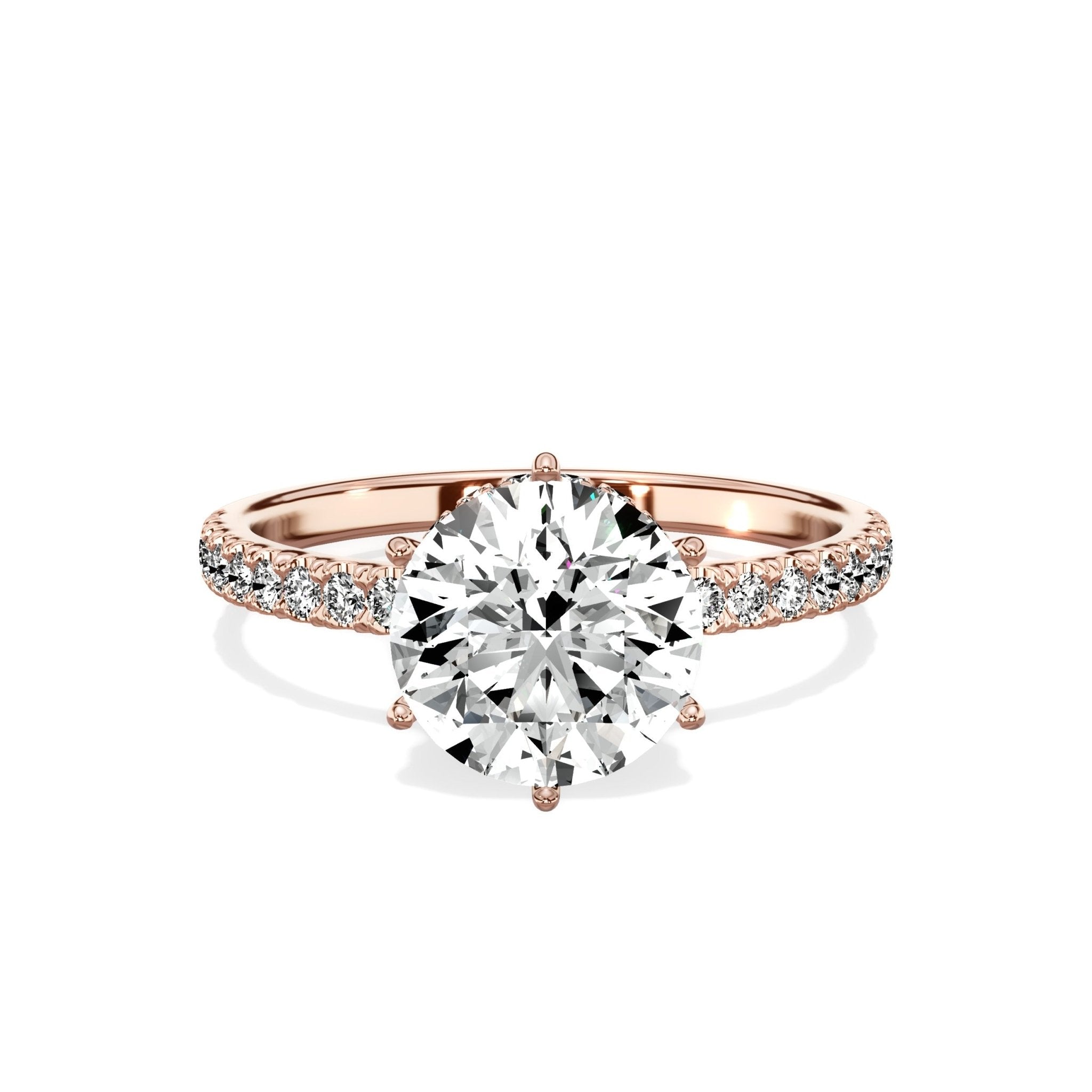 Rose Hidden Halo 1.80 ct Round Engagement Ring in Rose Gold - The Better Diamonds