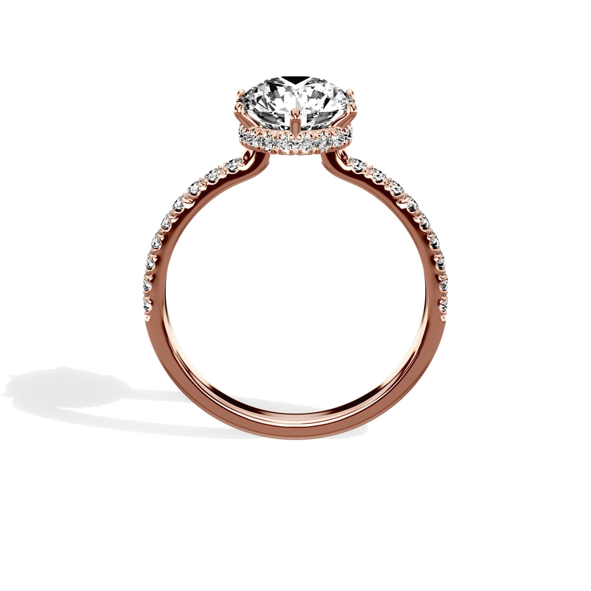 Rose Hidden Halo 1.80 ct Round Engagement Ring in Rose Gold - The Better Diamonds