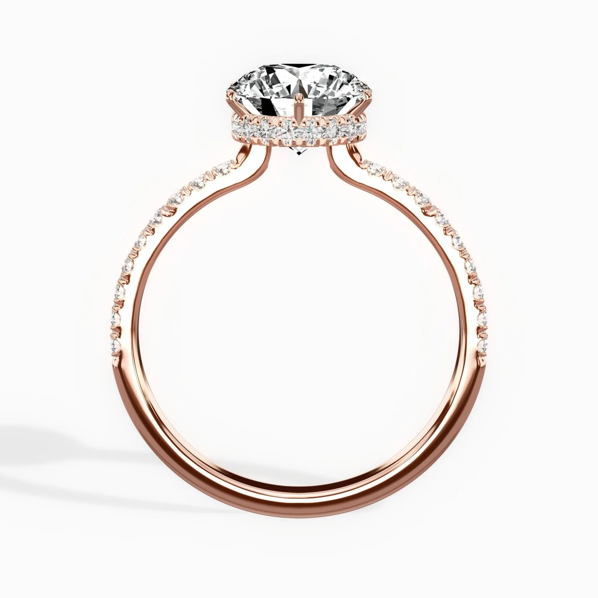Rose Hidden Halo 1.80 ct Round Engagement Ring in Rose Gold - The Better Diamonds