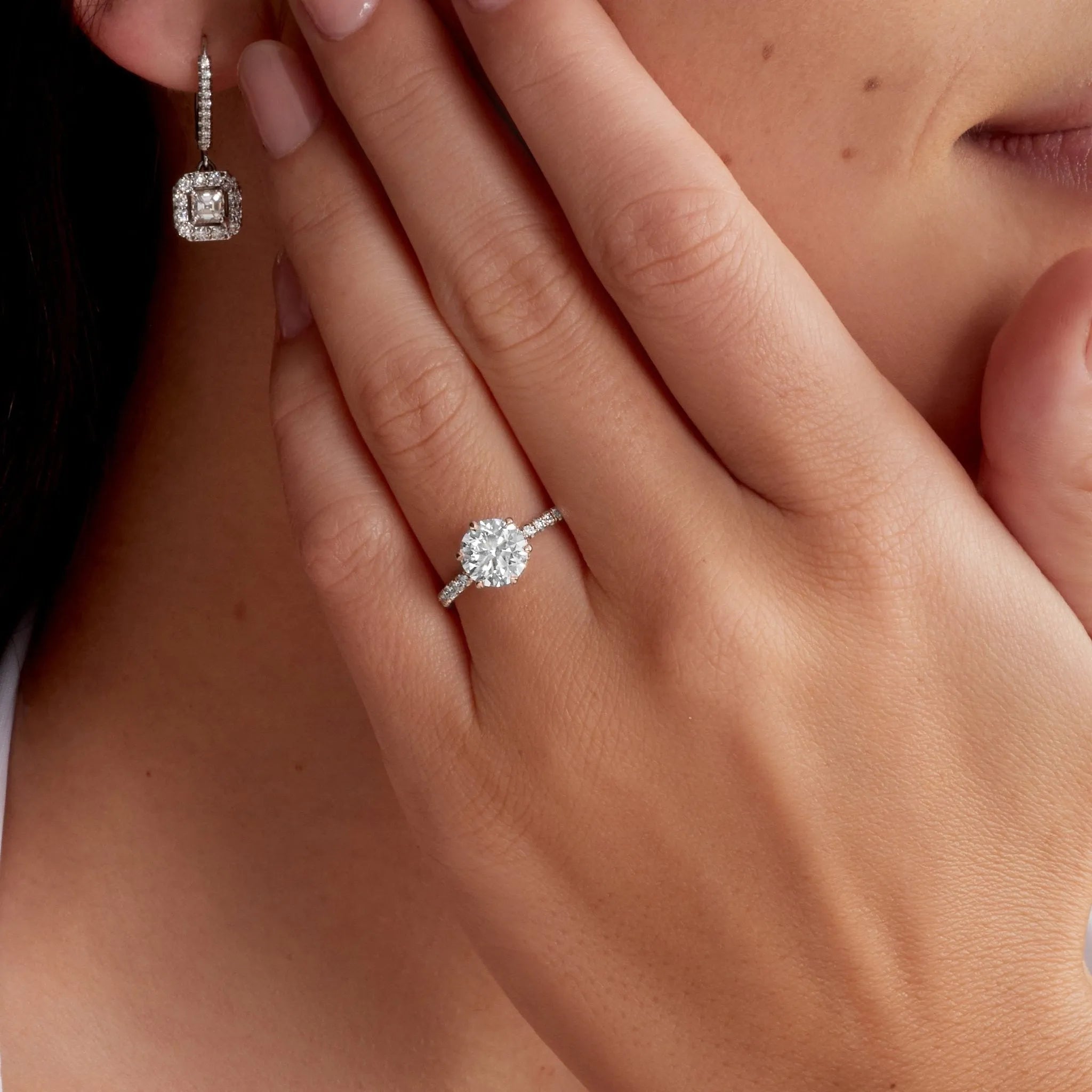 Rose Hidden Halo 1.80 ct Round Engagement Ring in Rose Gold - The Better Diamonds