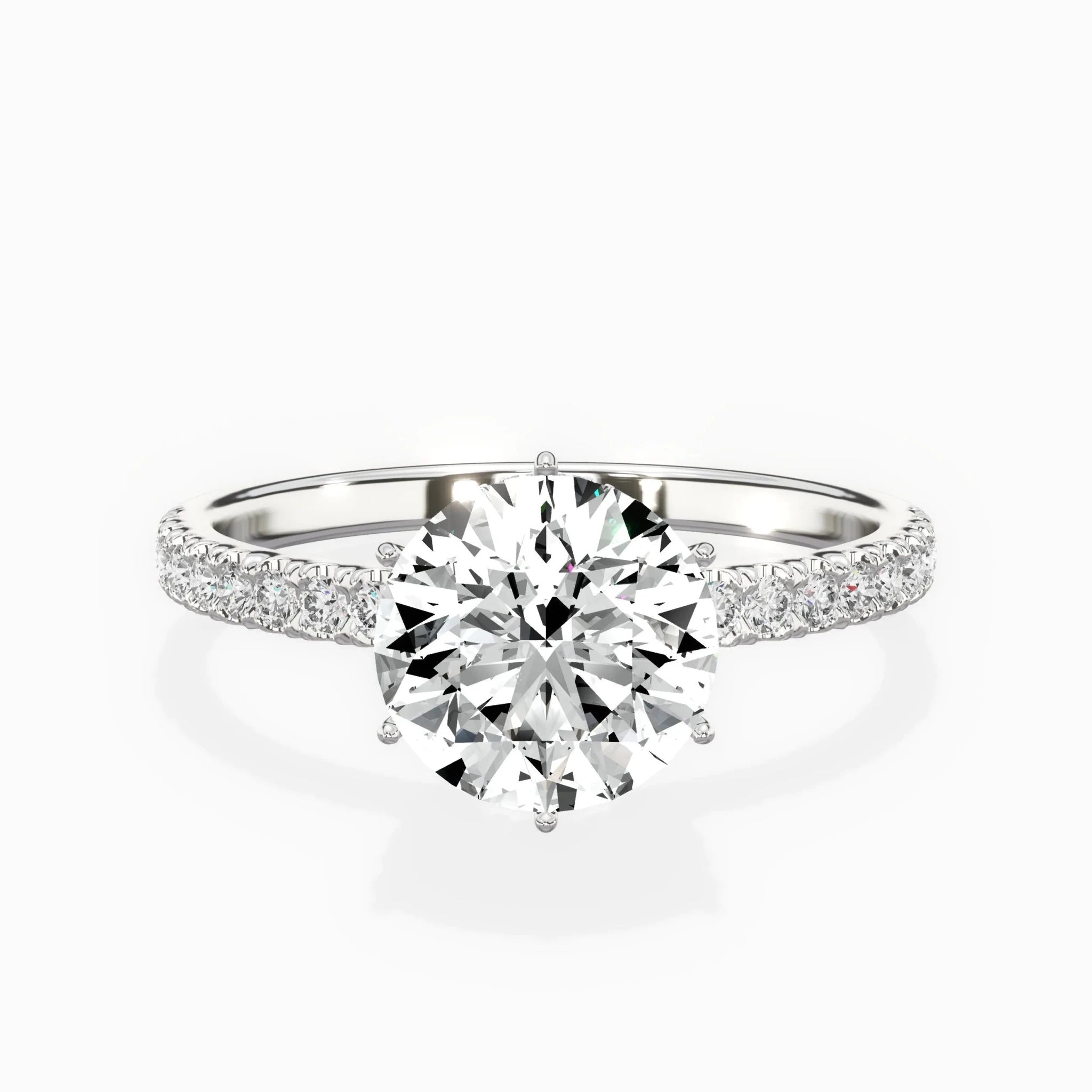 Rose Hidden Halo 1.80 ct Round Engagement Ring in White Gold - The Better Diamonds