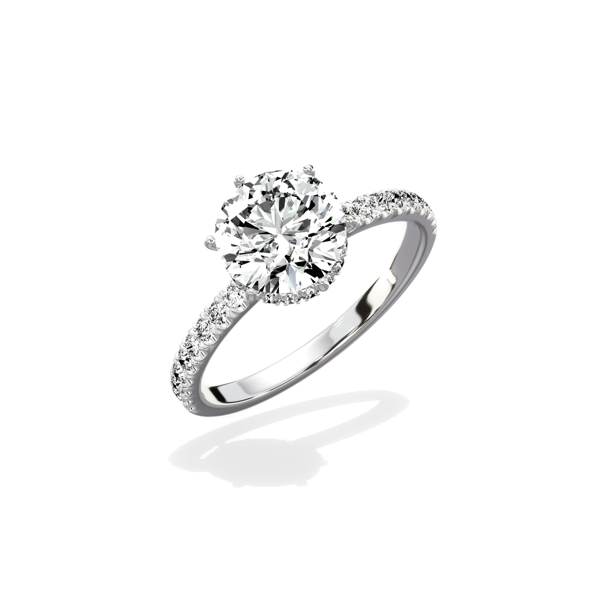 Rose Hidden Halo 1.80 ct Round Engagement Ring in White Gold - The Better Diamonds
