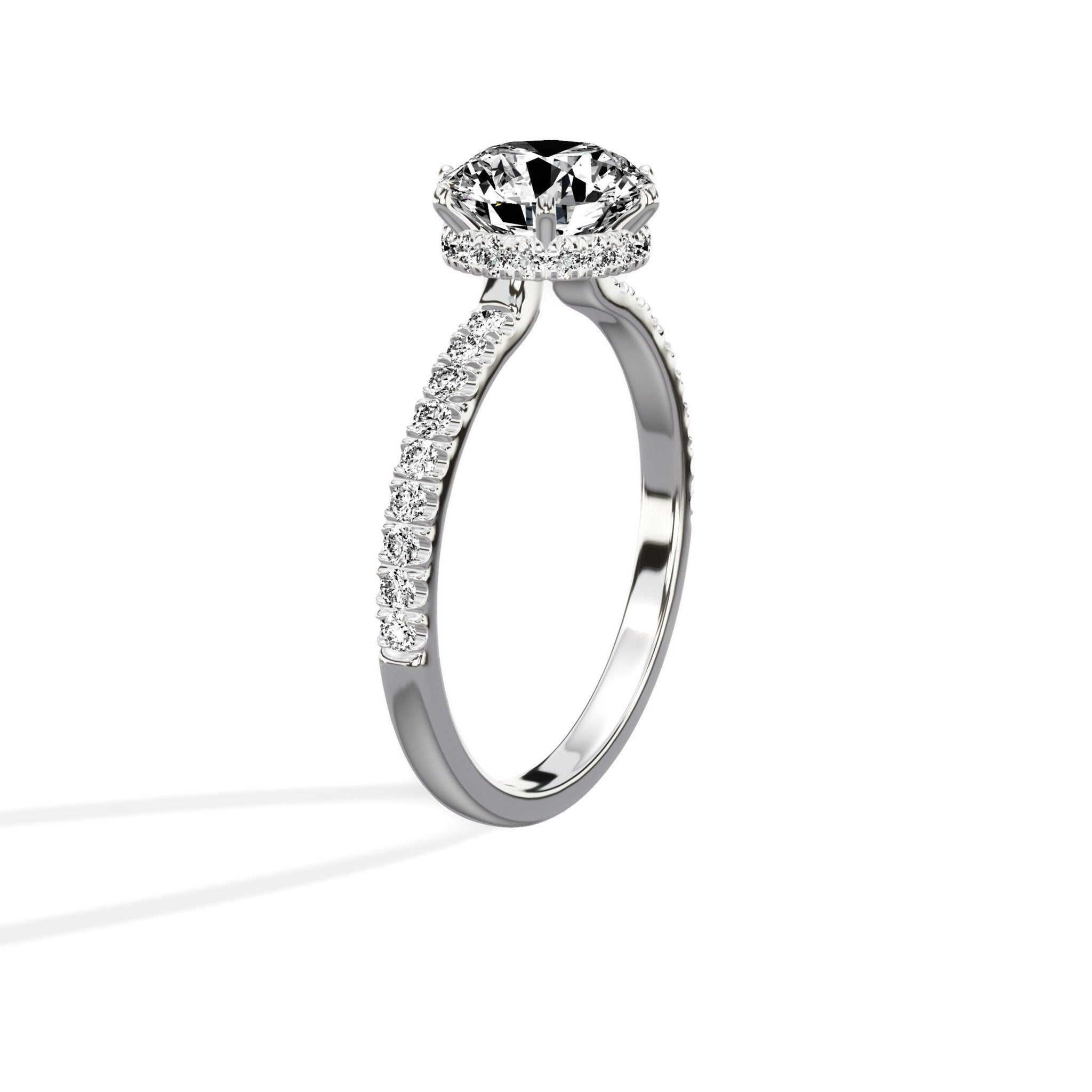Rose Hidden Halo 1.80 ct Round Engagement Ring in White Gold - The Better Diamonds