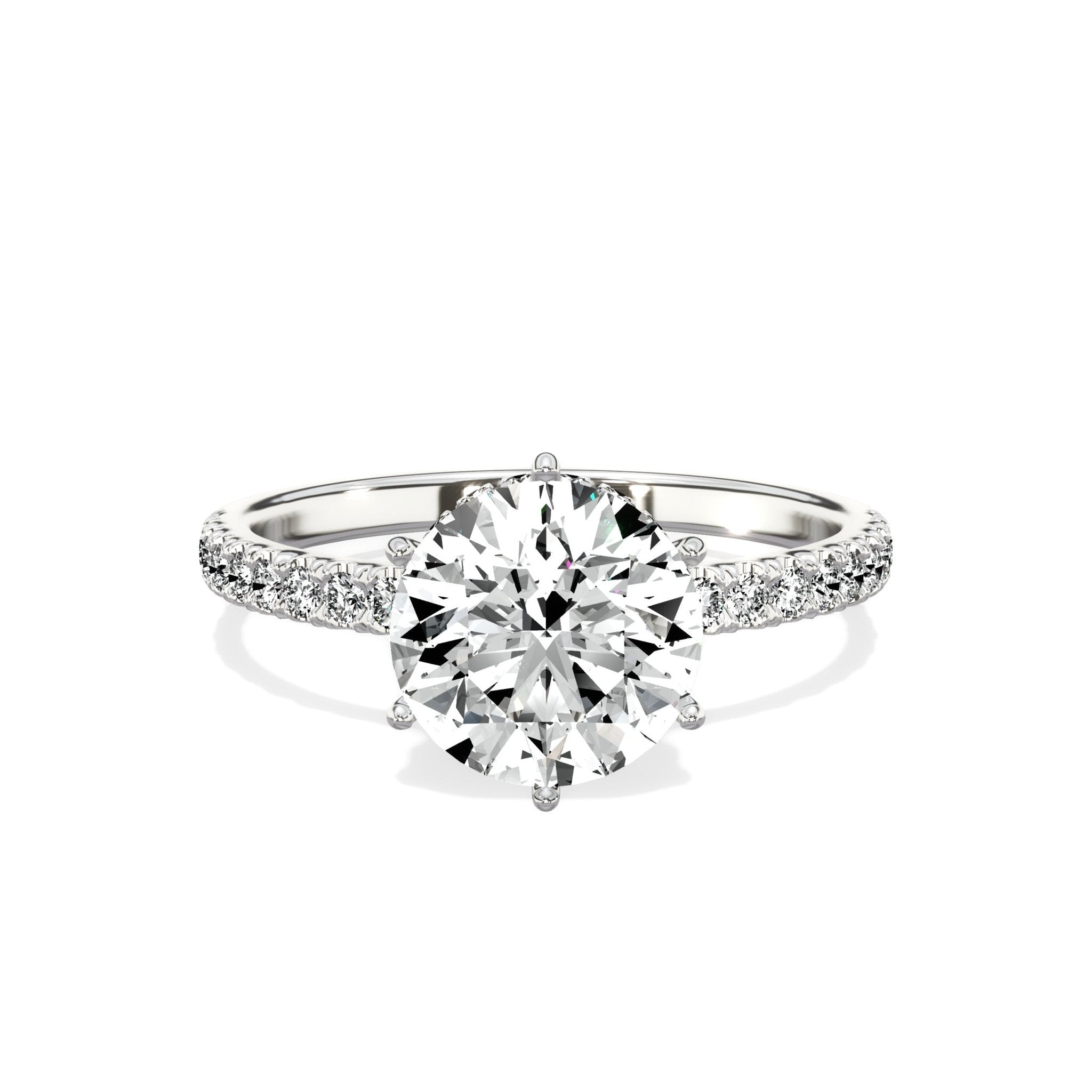 Rose Hidden Halo 1.80 ct Round Engagement Ring in White Gold - The Better Diamonds