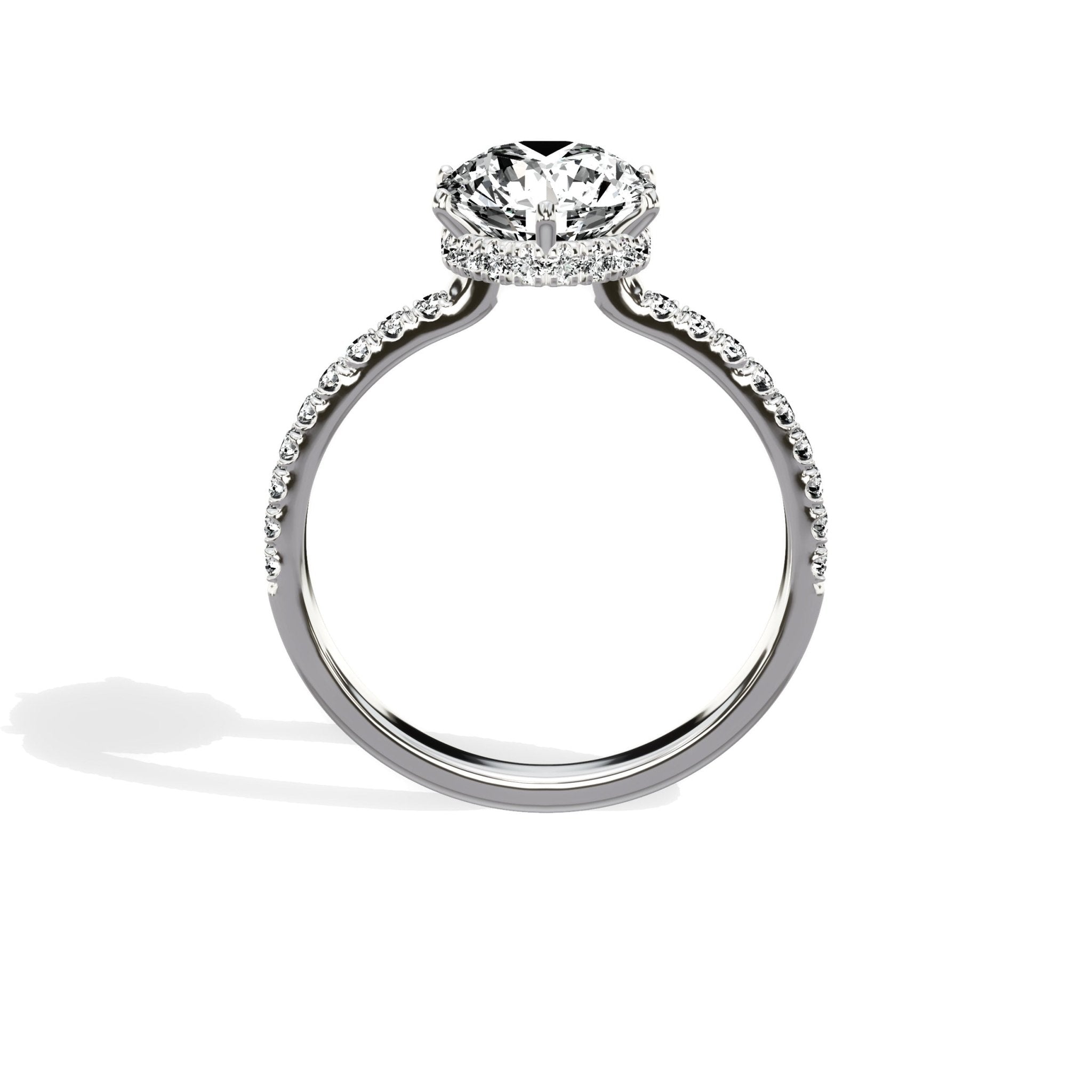 Rose Hidden Halo 1.80 ct Round Engagement Ring in White Gold - The Better Diamonds