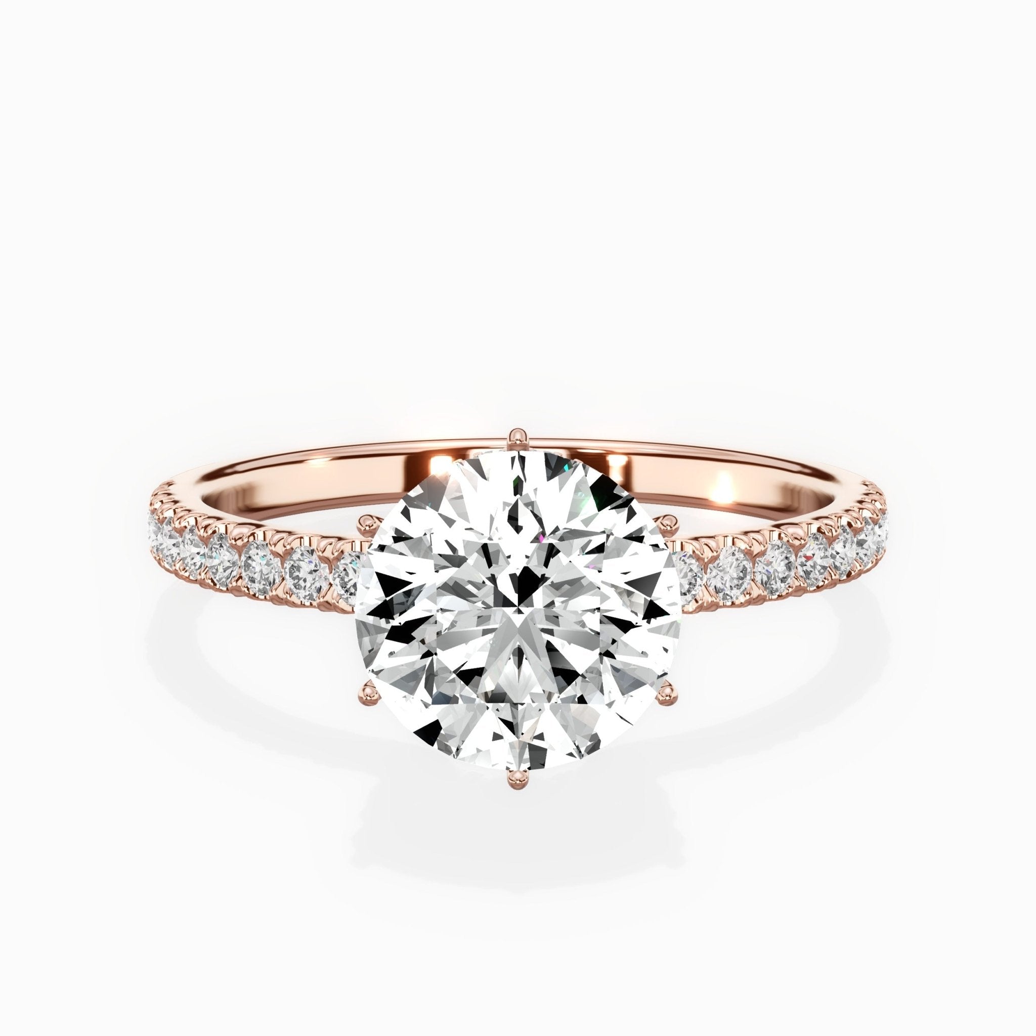 Rose Hidden Halo 1.80 ct Round Lab Grown Diamond Engagement Ring in 14K Rose Gold - The Better Diamonds