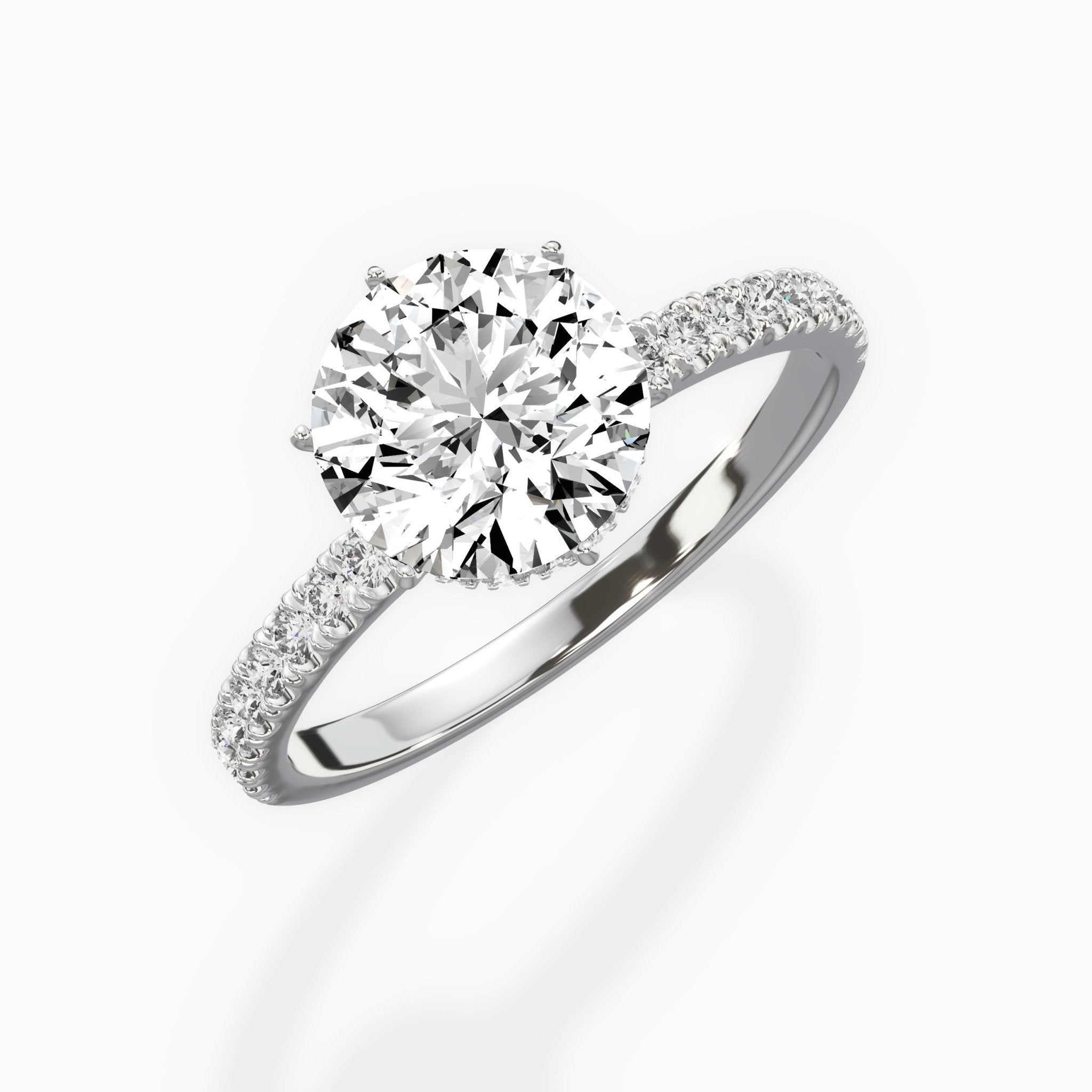 Rose Hidden Halo 1.80 ct Round Lab Grown Diamond Engagement Ring in 14K White Gold - The Better Diamonds