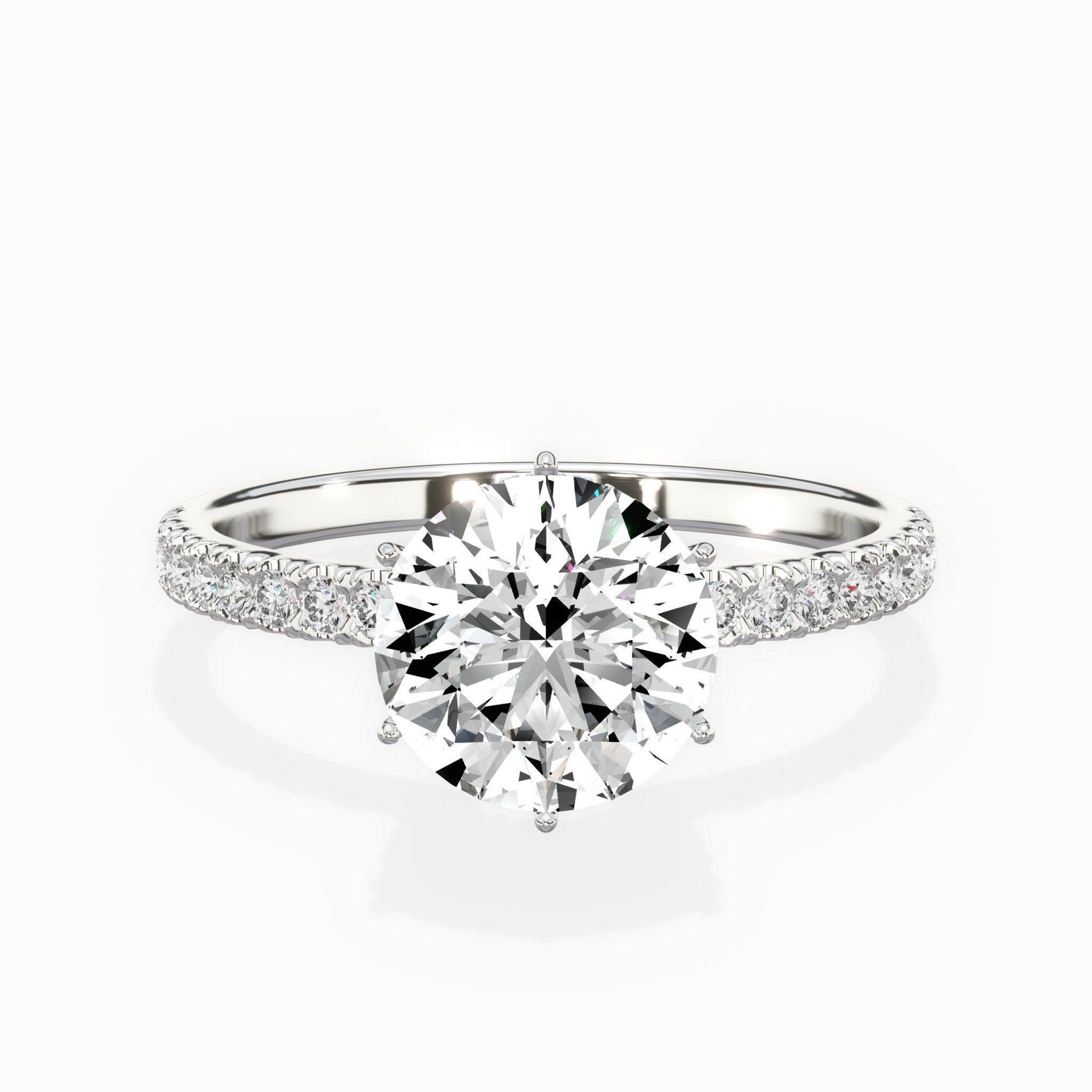 Rose Hidden Halo 1.80 ct Round Lab Grown Diamond Engagement Ring in 14K White Gold - The Better Diamonds