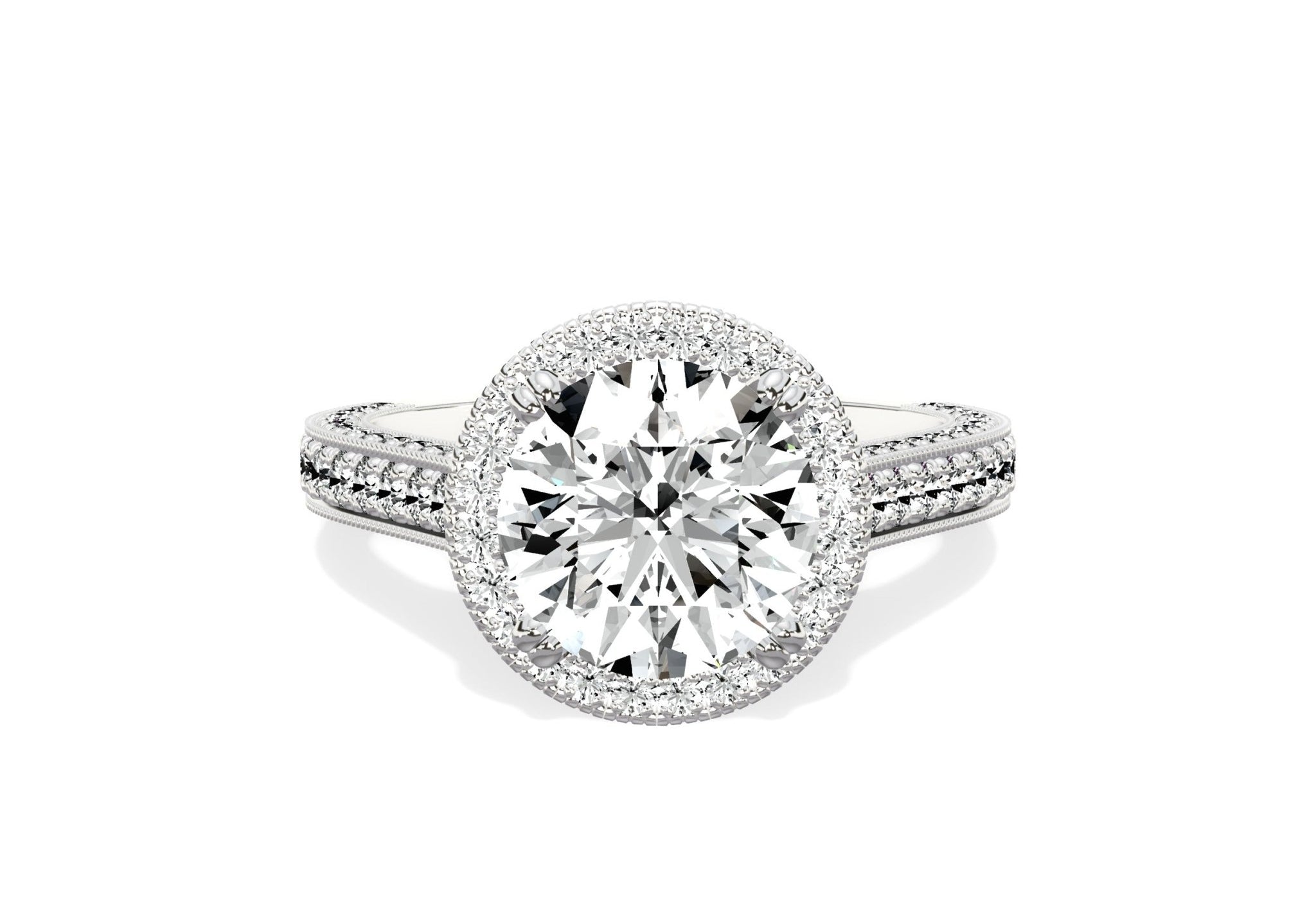 Royalty Vintage Style 2.07 ct Round Engagement Ring in White Gold - The Better Diamonds