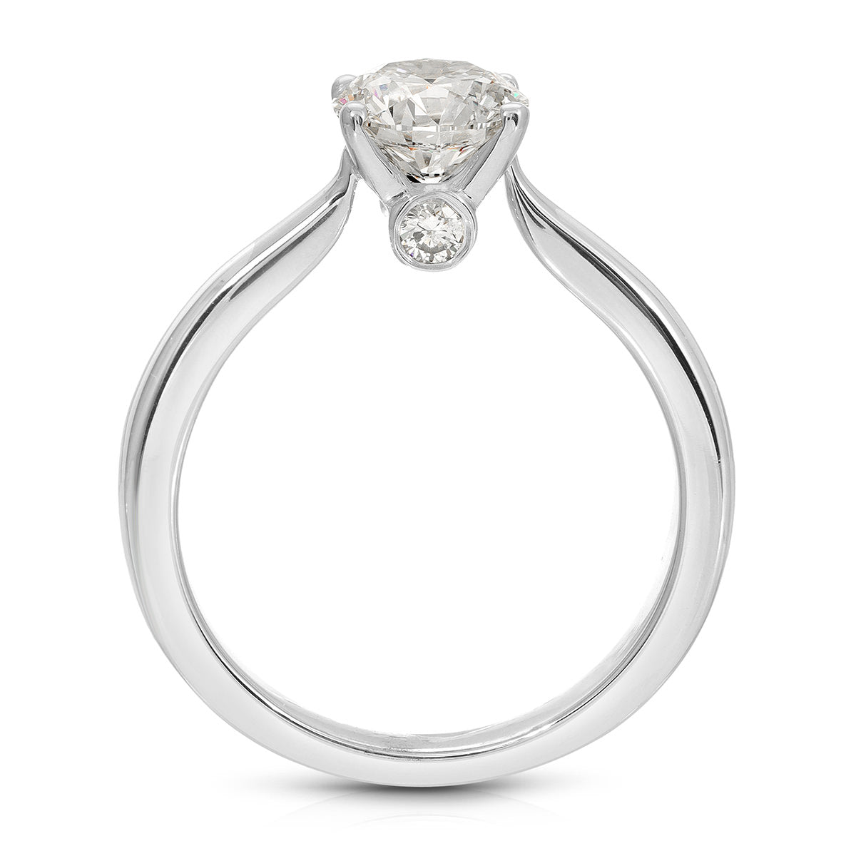 Sercret Diamond Solitaire 2.12 ct Round Engagement Ring in White Gold - The Better Diamonds