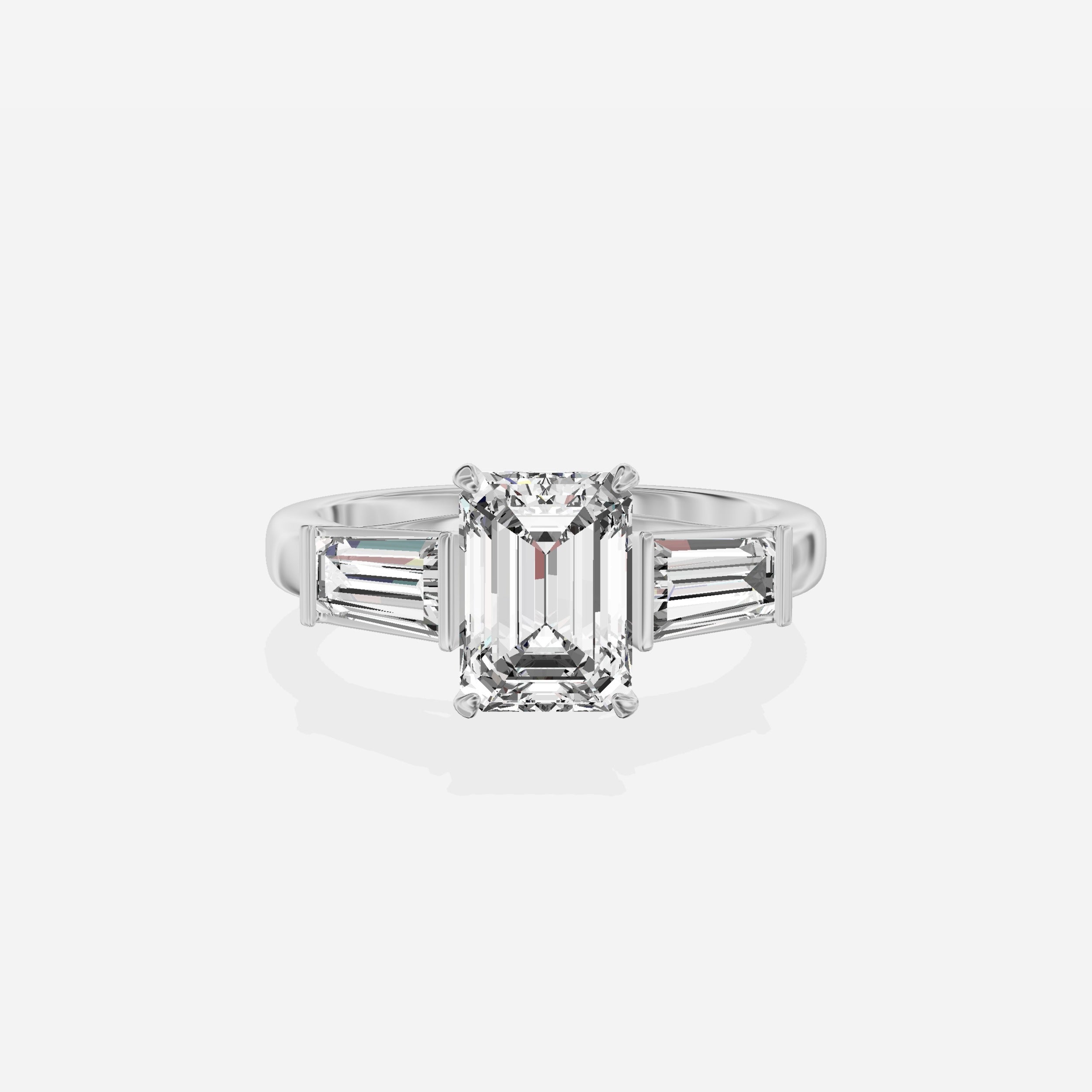 Baguette Three Stone Engagement Ring