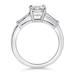 Baguette Three Stone Radiant Engagement Ring in White Gold