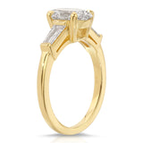 Baguette Three Stone Oval Engagement Ring in Yellow Gold