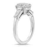 Baguette Three Stone Oval Engagement Ring in White Gold