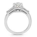 Baguette Three Stone Oval Engagement Ring in White Gold