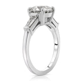 Baguette Three Stone Round Engagement Ring in White Gold