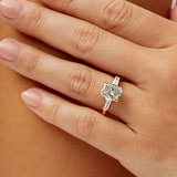 Baguette Three Stone Radiant Engagement Ring in Yellow Gold