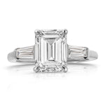 Baguette Three Stone Emerald Engagement Ring in White Gold