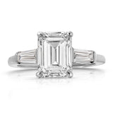 Baguette Three Stone Emerald Engagement Ring in White Gold