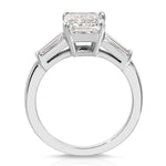 Baguette Three Stone Emerald Engagement Ring in White Gold