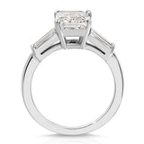 Baguette Three Stone Emerald Engagement Ring in White Gold