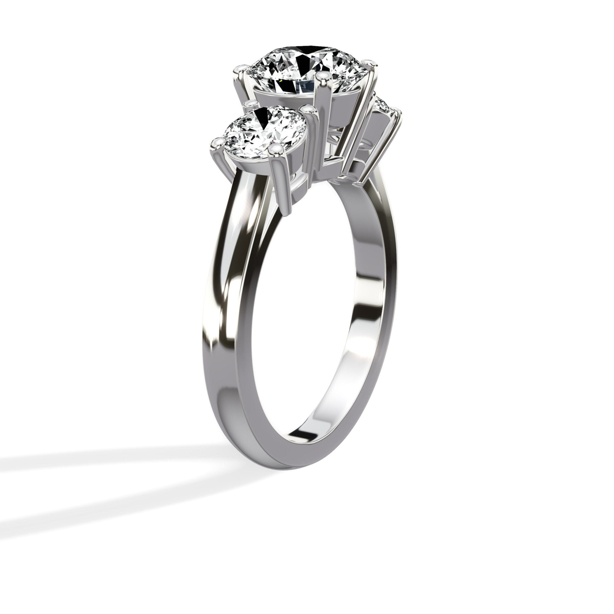 Signature Three Stone 1.05 ct Round Engagement Ring in White Gold - The Better Diamonds