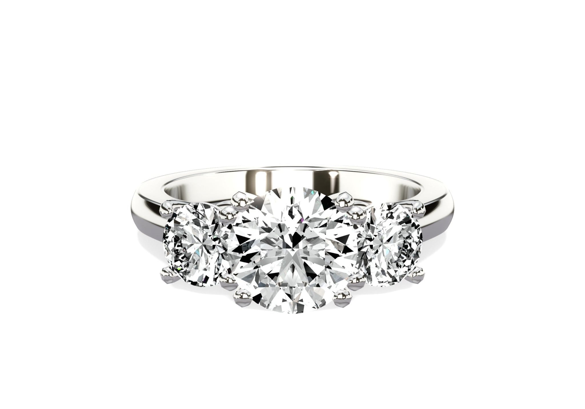 Signature Three Stone 1.05 ct Round Engagement Ring in White Gold - The Better Diamonds