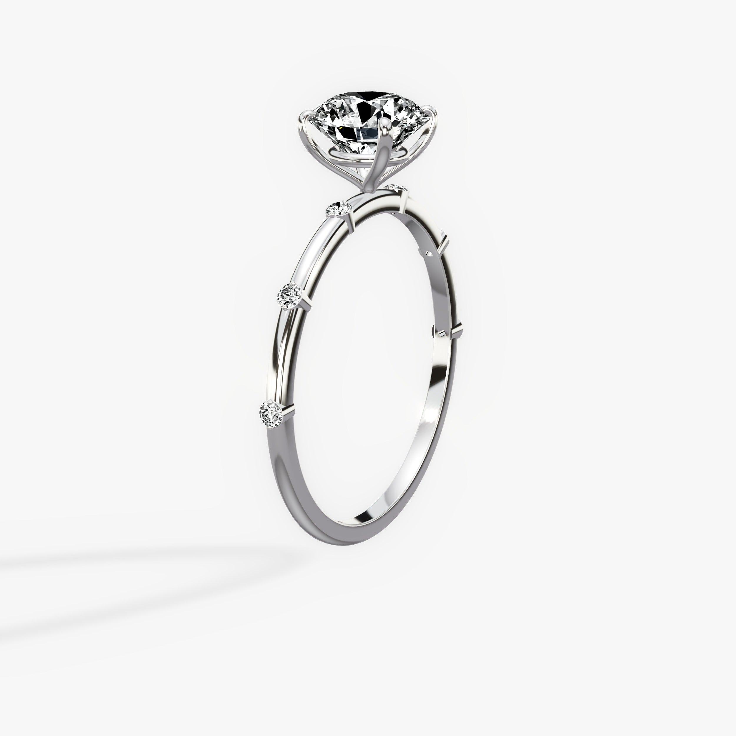 Eleni Solitaire Round Engagement Ring in White Gold