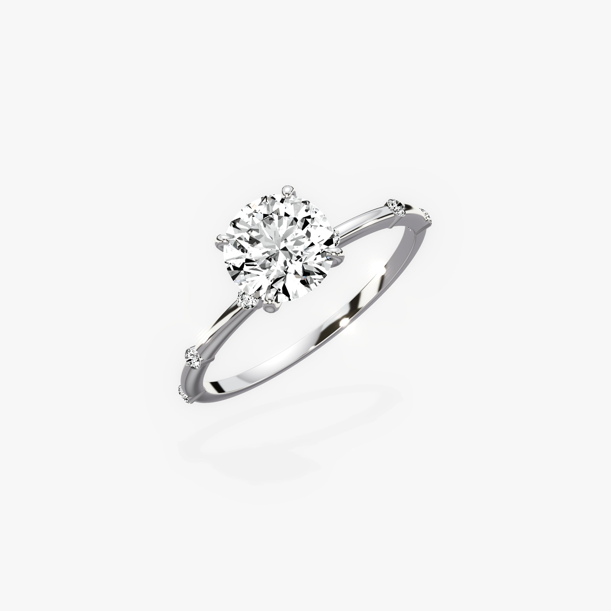 Eleni Solitaire Round Engagement Ring in White Gold