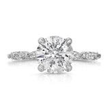 Marquise Solitaire Round Engagement Ring in White Gold