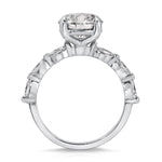 Marquise Solitaire Round Engagement Ring in White Gold