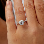 Marquise Solitaire Round Engagement Ring in White Gold